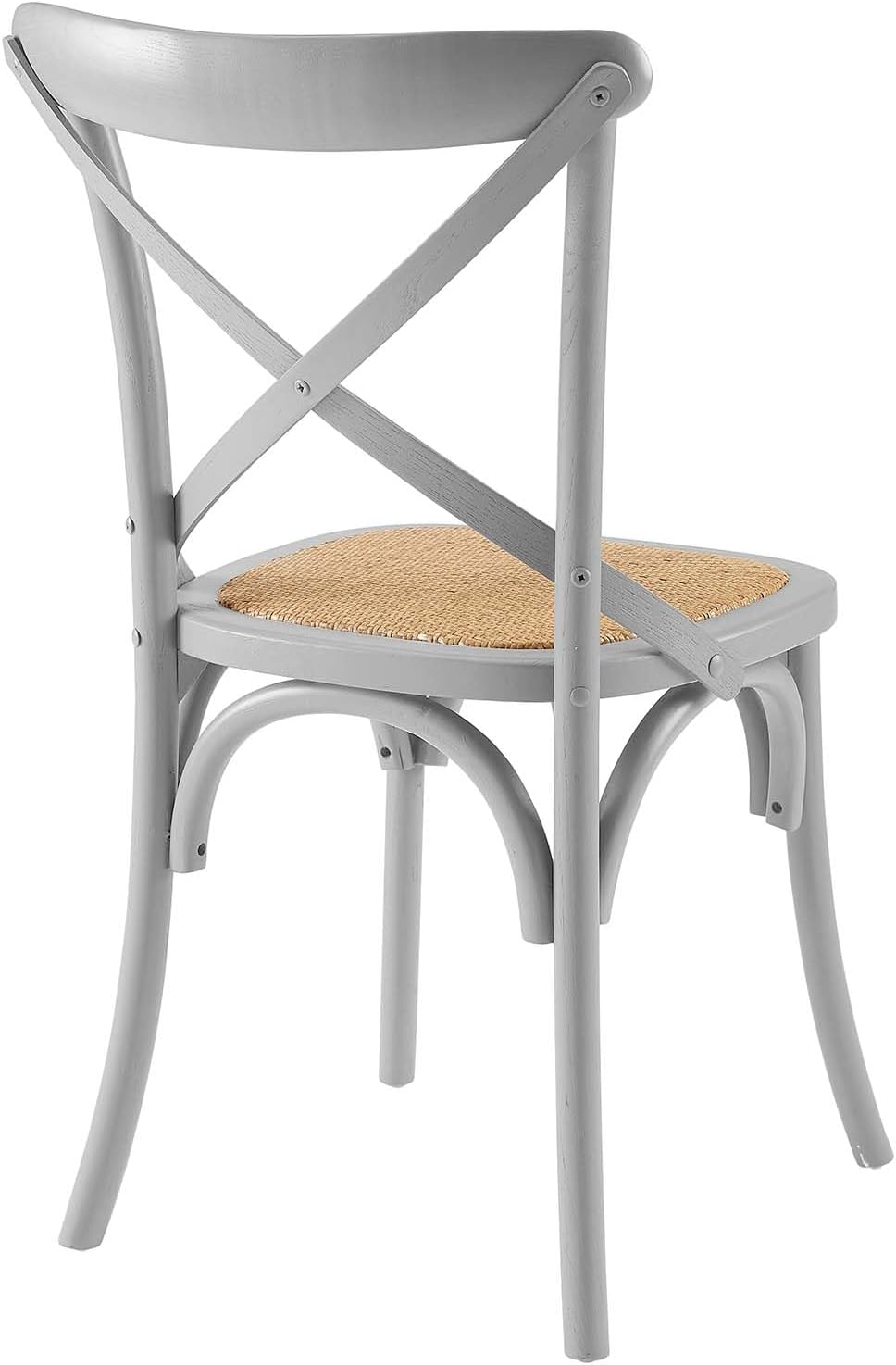 Modway Gear Rustic Modern Farmhouse Elm Wood Rattan Dining Chair in Gray