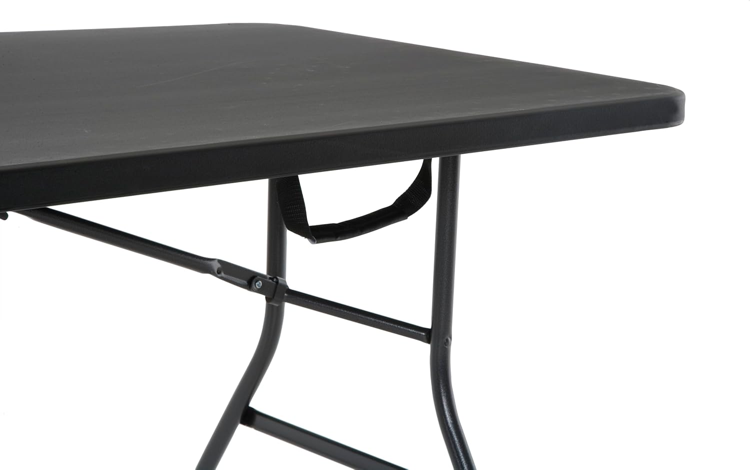 Cosco 6ft Fold-in-Half Blow Molded Folding Table, Indoor/Outdoor, Comfort Handle, Lightweight Plastic Construction - White