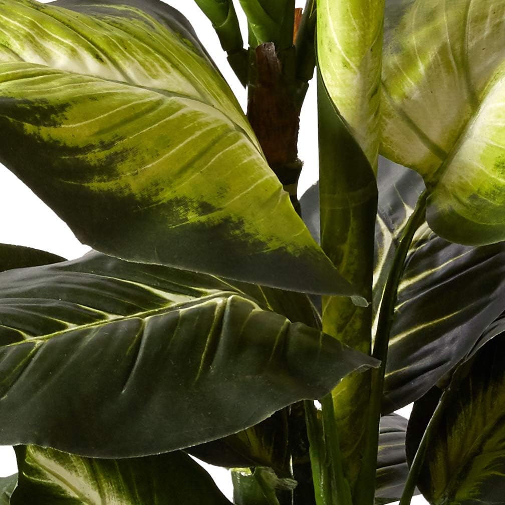 Nearly Natural 45 in Artificial Golden Dieffenbachia with Decorative Pot | Lush Variegated Leaves, Faux Greenery in Decorative Planter