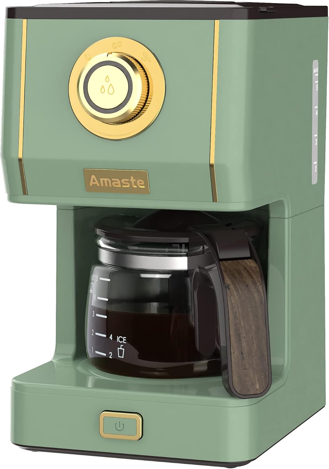 Amaste Drip Coffee Maker, Coffee Machine with 25 Oz Glass Coffee Pot, Retro Style Coffee Maker with Reusable Filter & Three Brewing Modes