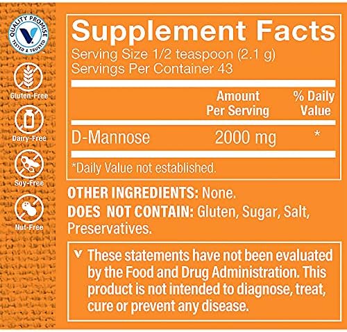 D-Mannose Powder - Supports a Healthy Urinary Tract & Cleanses The Bladder (3.2 oz./43 Servings)
