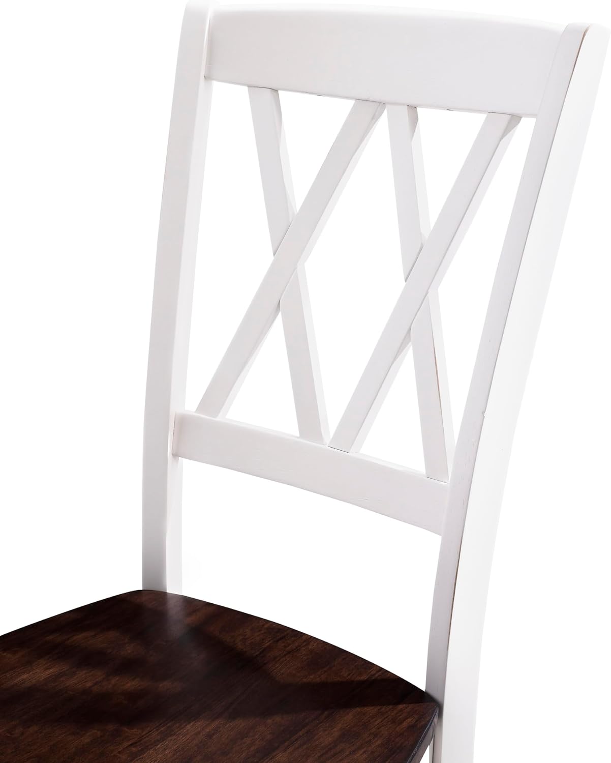 Crosley Furniture Shelby Traditional Wood X-Back Dining Room Chairs Set of 2, Kitchen Chair, Distressed White