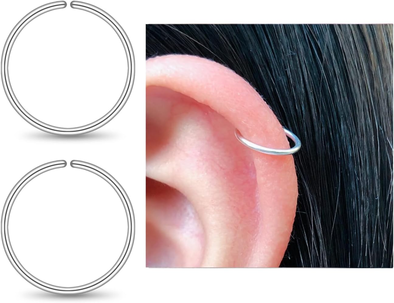 Small Gold or Sterling Silver Huggie Hoop Earrings for Women Cartilage Nose Helix Tragus