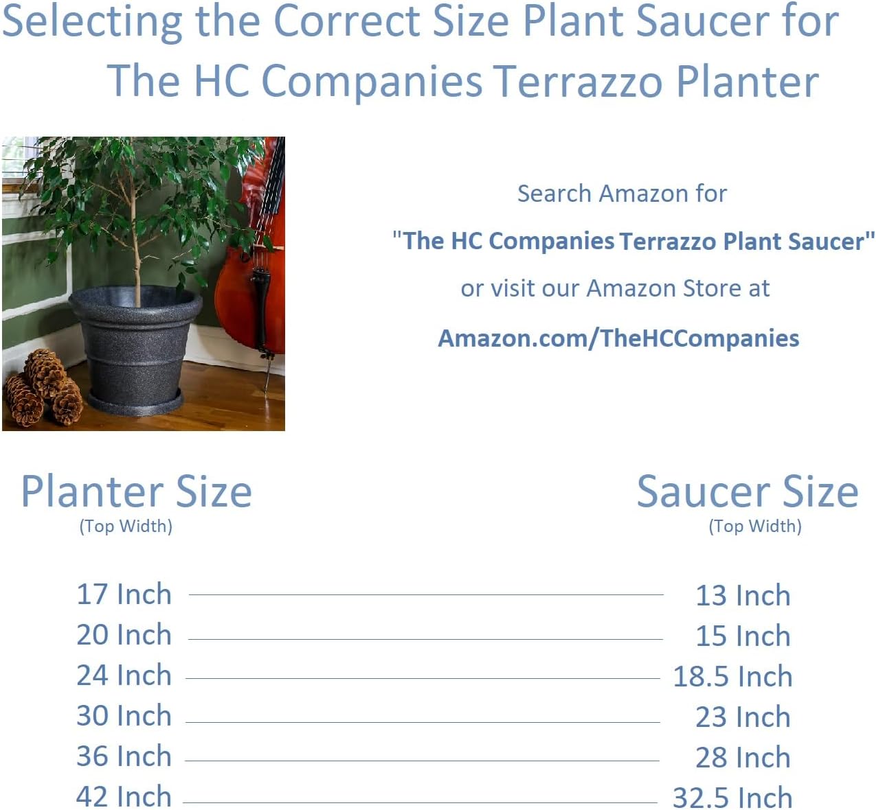 The HC Companies Terrazzo Large Round Plastic Plant Pot w/Rolled Rim - Lightweight & UV Resistant Gardening Pot for Herbs & More - Outdoor & Indoor Plant Pots w/Drainage (17” Black)