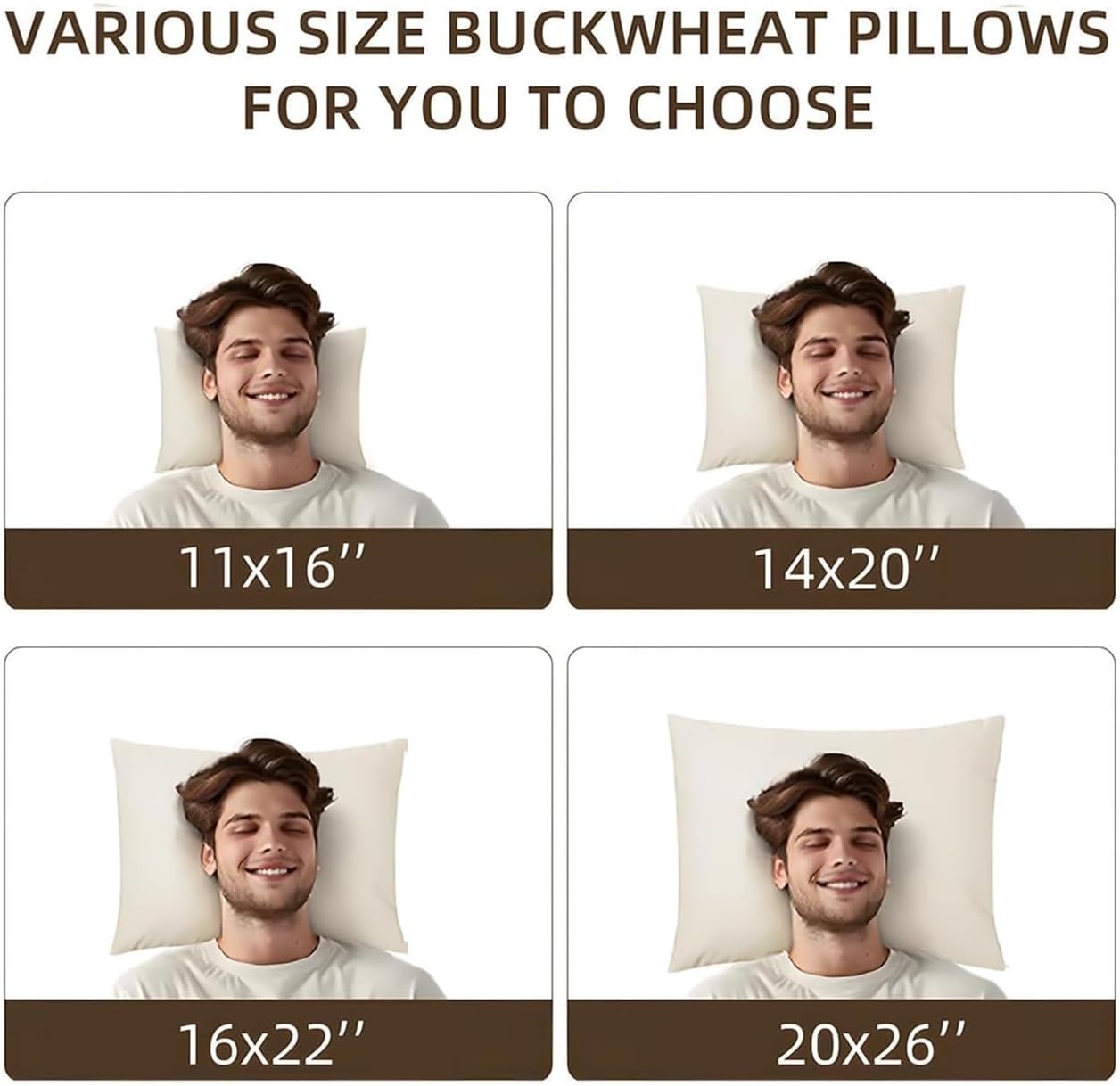 Organic Buckwheat Pillow for Sleeping with Organic Cotton Pillowcase