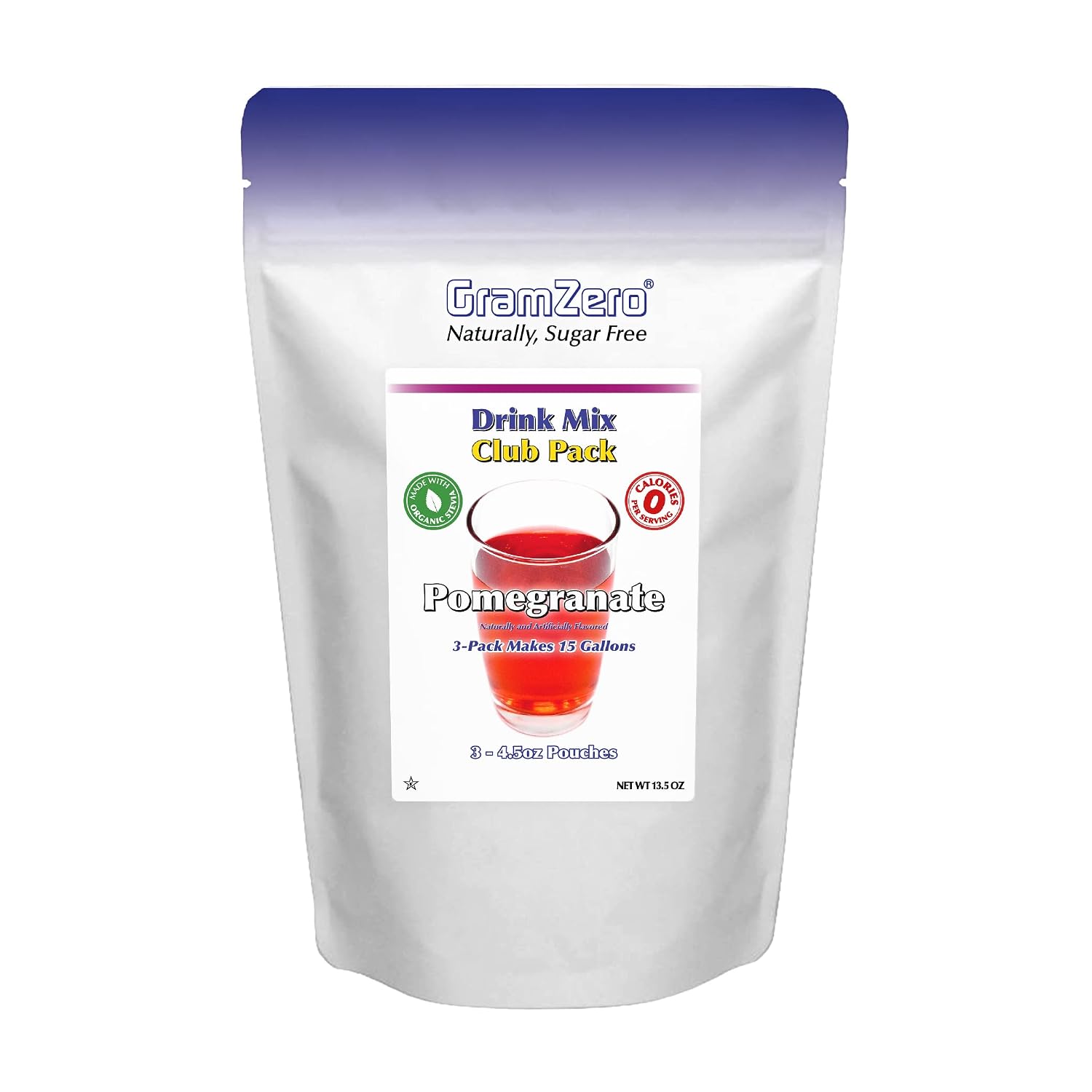 GramZero Raspberry Blush, Sugar Free Drink Mix, Pitcher Pack, Great For Nutrition Club Loaded Tea, Zero Calorie, Stevia Sweetened