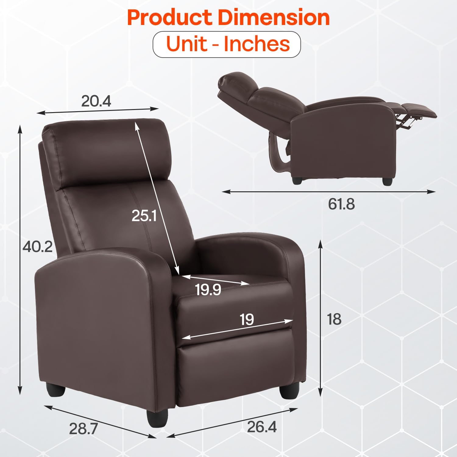 FDW | Recliner Chair | with 2 Point Massage Function | Black, PU Leather