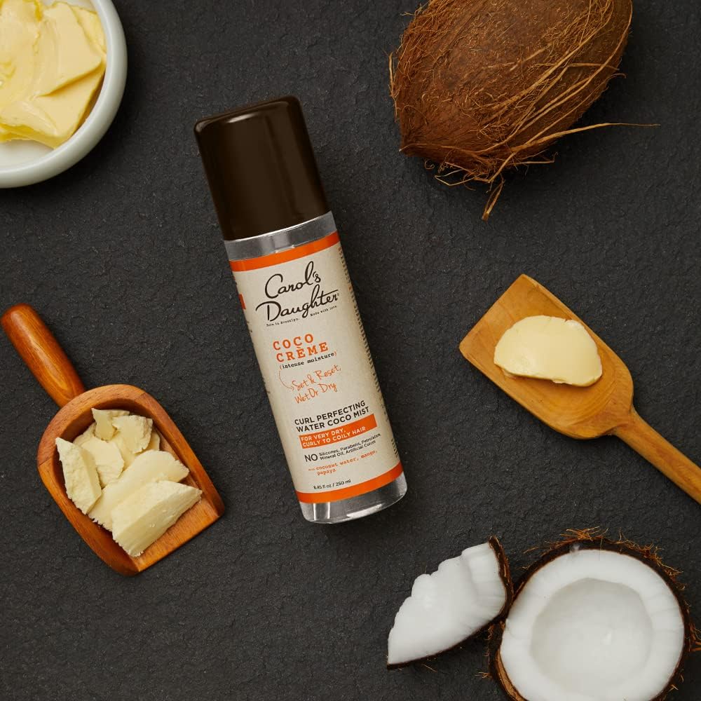 Carol's Daughter Coco Creme Curl Perfecting Water Coconut Mist, Silicone & Paraben Free Curl Refresher Spray for Curly to Coily Hair, 8.4 Fl Oz