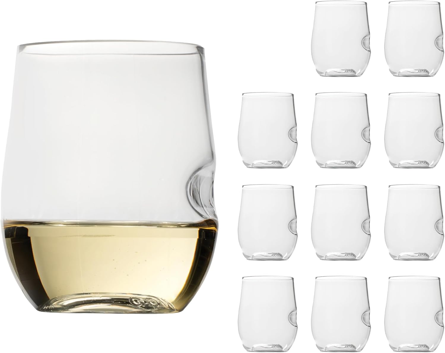 GOVINO Unbreakable Plastic Wine Glasses - Stemless Shatterproof Tritan Glassware, Fancy Cups That Look Like Glass, 12oz, Set of 4