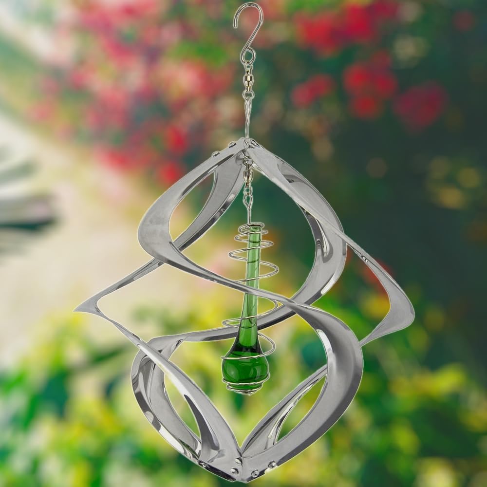 Red Carpet Studios The Original Cosmix Helix Wind Spinner Indoor/Outdoor Hanging Art, 11" Tall, Copper with Blue Planet