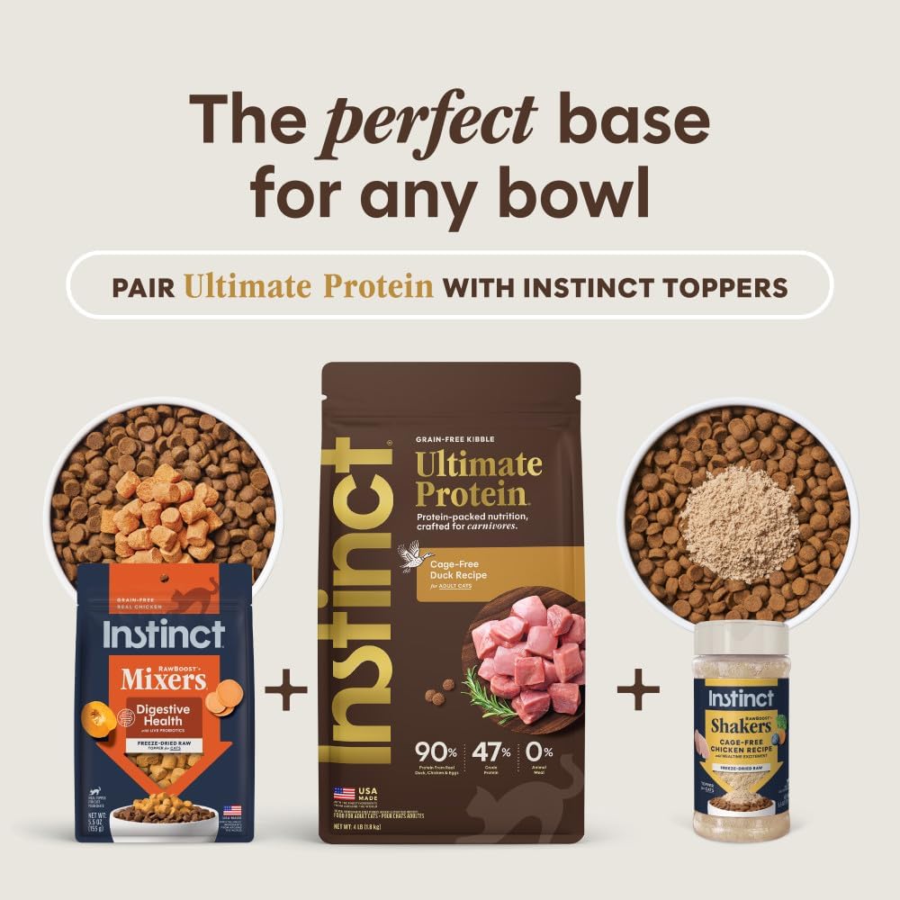 Instinct Ultimate Protein Dry Cat Food, Cage Free Chicken, 4 lb. Bag | Protein-packed recipe, 95% protein from real chicken, probiotics, omegas & antioxidants for digestive, coat & immune health