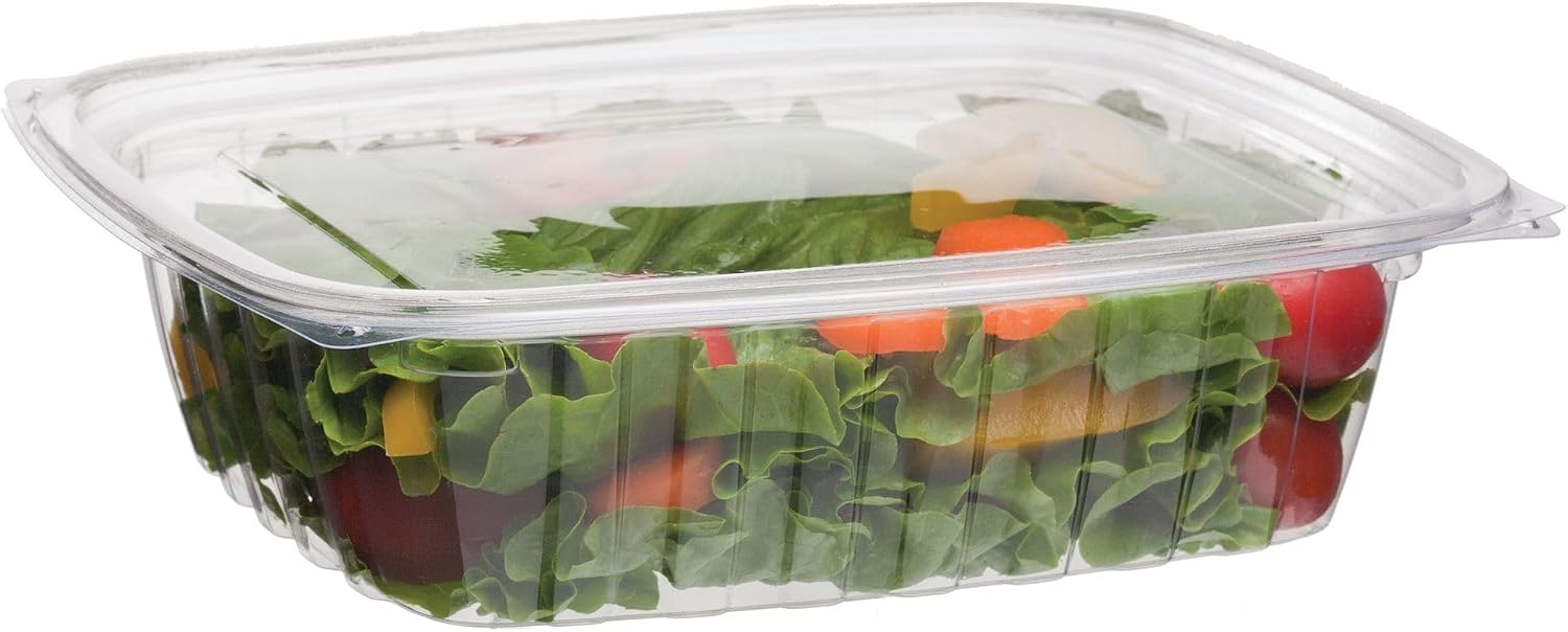 Eco-Products EPRC32 Renewable & Compostable Rectangular Deli Containers - 32oz., 50 Per Pack (Case of 4 Packs), clear