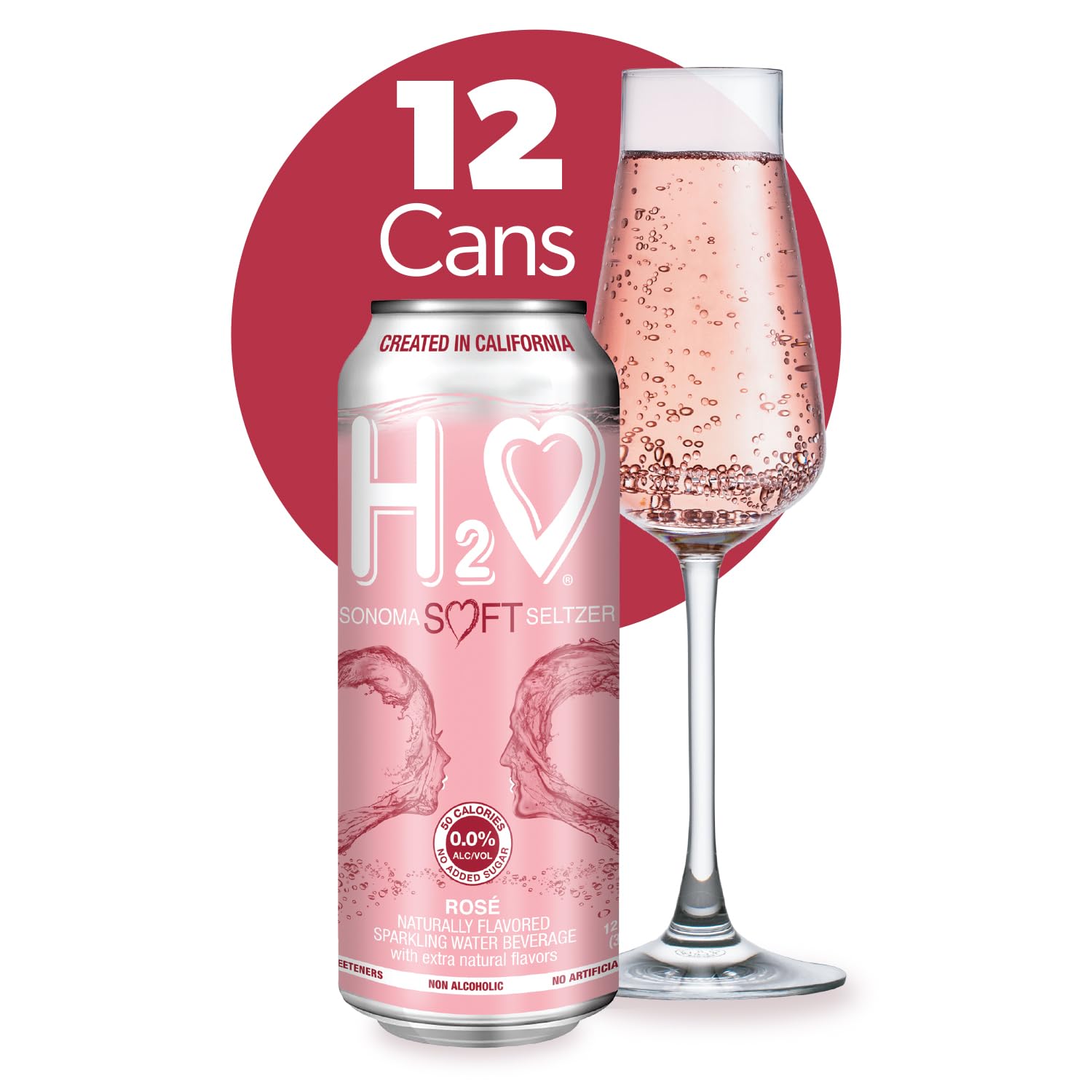 H2o - The Best Non Alcoholic Red Wine - Infused California Sparkling Refreshment, 0.0% Alcohol, (Pinot Noir, Pack of 4-12 Fl oz)