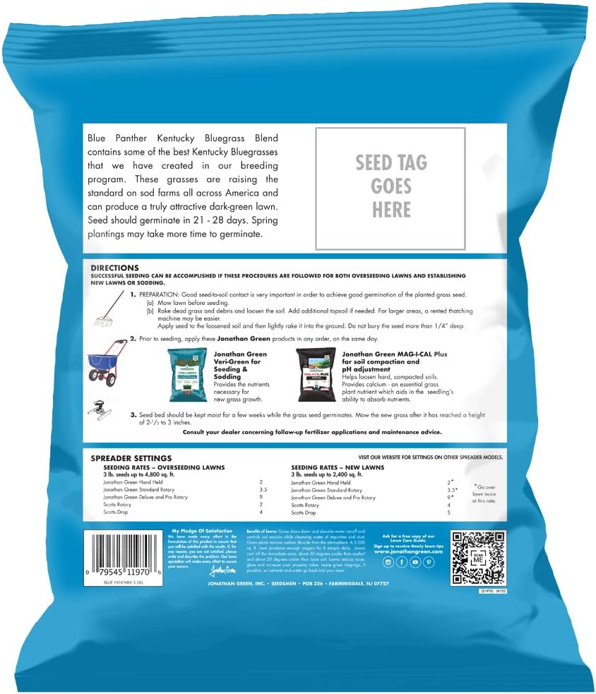 Jonathan Green (11970) Blue Panther Kentucky Bluegrass Grass Seed - Cool Season Lawn Seed (3 lb)