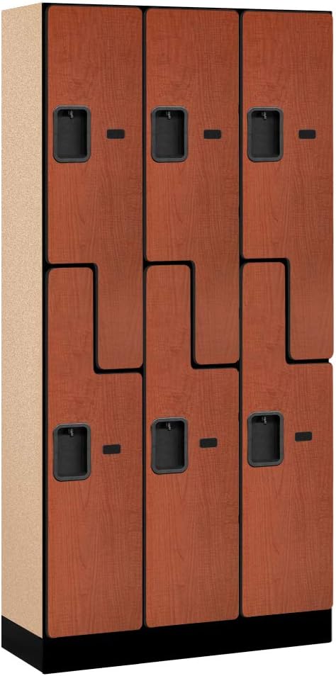 Salsbury Industries Double Tier 'S' Style Designer Wood Locker, Mahogany, 5' 3" x 15"