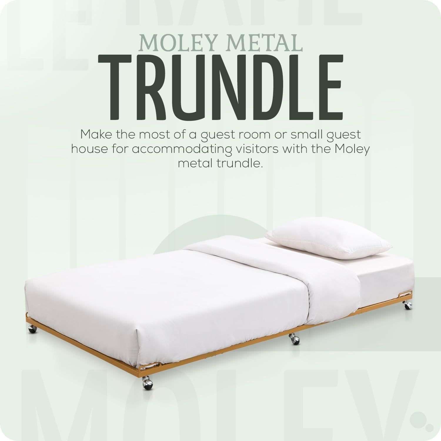 2K Furniture Designs - Twin Size Black Metal Roll Out Trundle Bed Frame for Daybed | Space-Saving Guest Bed - Slides Under Daybeds for Overnight Visitors, Dorms, and Small Spaces
