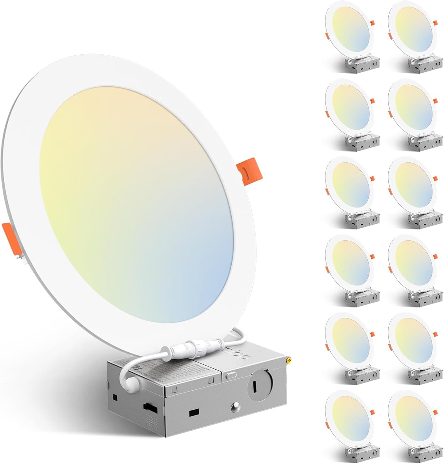 Amico 12 Pack 6 Inch LED Recessed Lighting, Canless Wafer Downlight, White