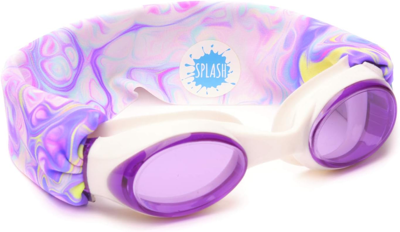 Splash Place SWIM GOGGLES with Fabric Strap - Adult & Kids Swim Goggles - PINKS & PURPLES