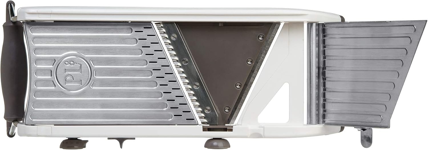 PL8 Professional Mandoline - Versatile Slicer with Adjustable Straight, Waffle, and Julienne Blades, Extra-Wide Stainless Steel Deck