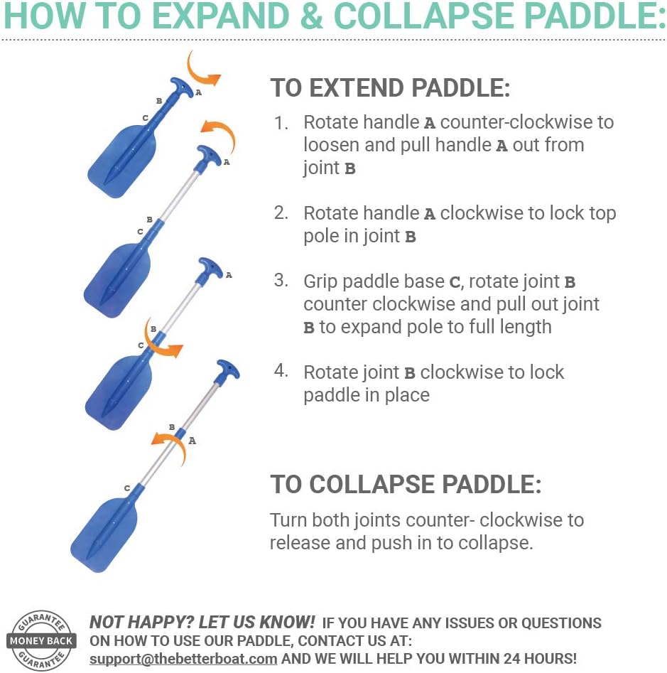 Boat Paddle Telescoping Plastic Collapsible Oar, Kayak, Jet Ski, Rafting