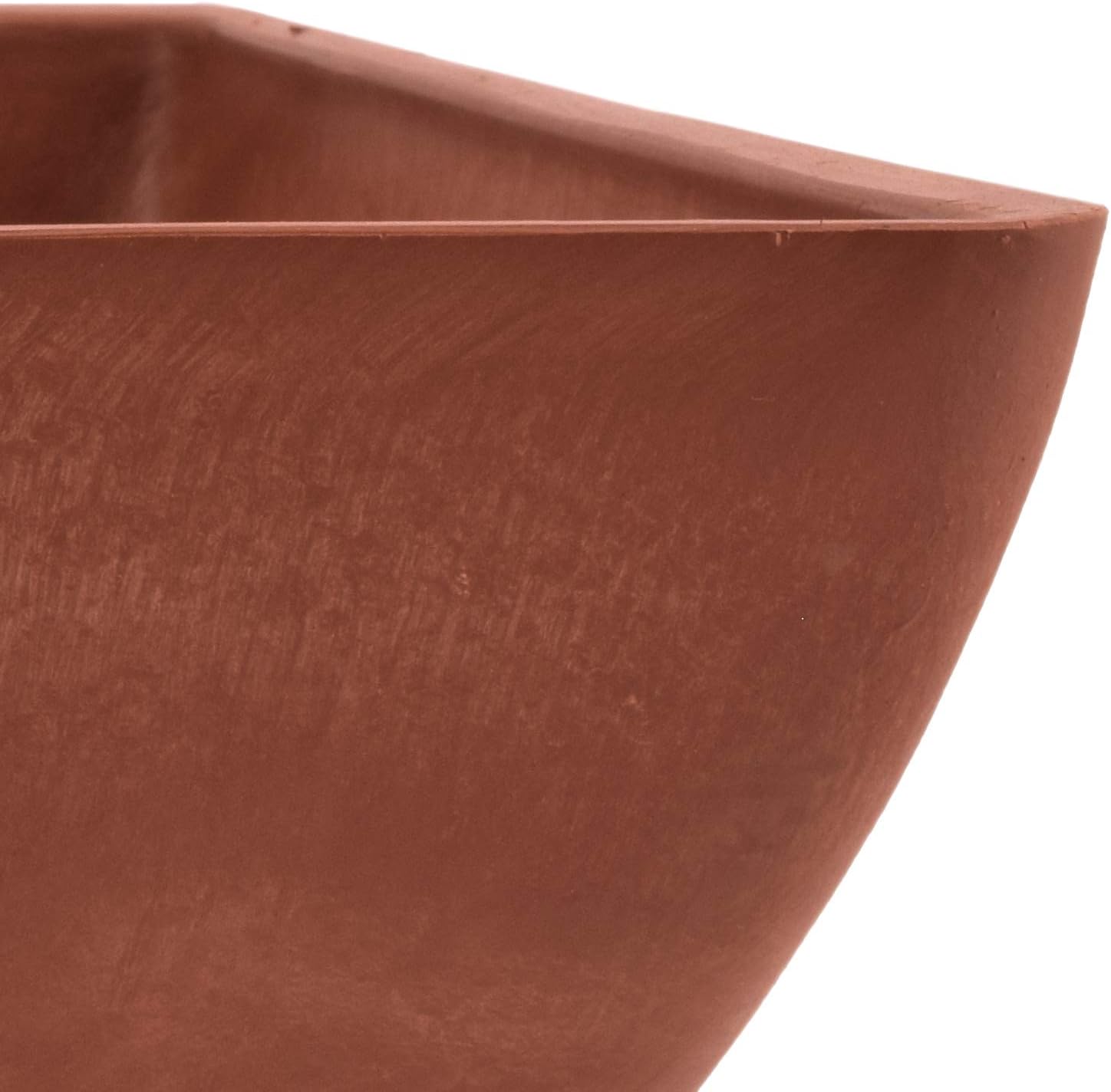 PSW Pot Collection 12x6 inch Plastic/Stone/Wood Composite Square Planter – No Drainage Hole (Drillable), Modern Indoor/Outer Pot for Flowers, Foliage, Succulents, Fairy Gardens, Dark Charcoal
