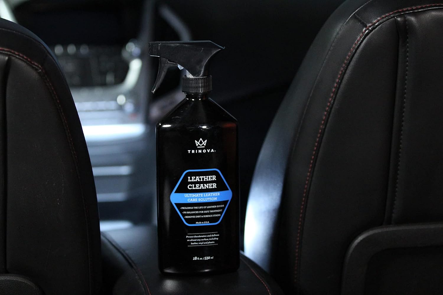 TriNova Leather Cleaner for Furniture and Car Interiors, 18 fl oz | Cleans leather furniture, vehicle interiors, bags, jackets and saddles.