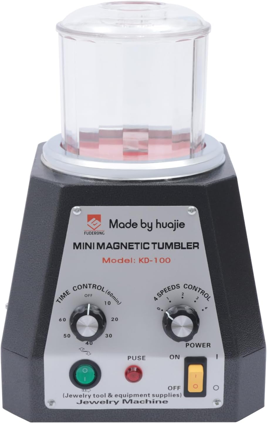 Mini Magnetic Tumbler, 4 Speeds Control 100mm Magnetic Jewelry Polisher and Finisher Machine for Light Metal