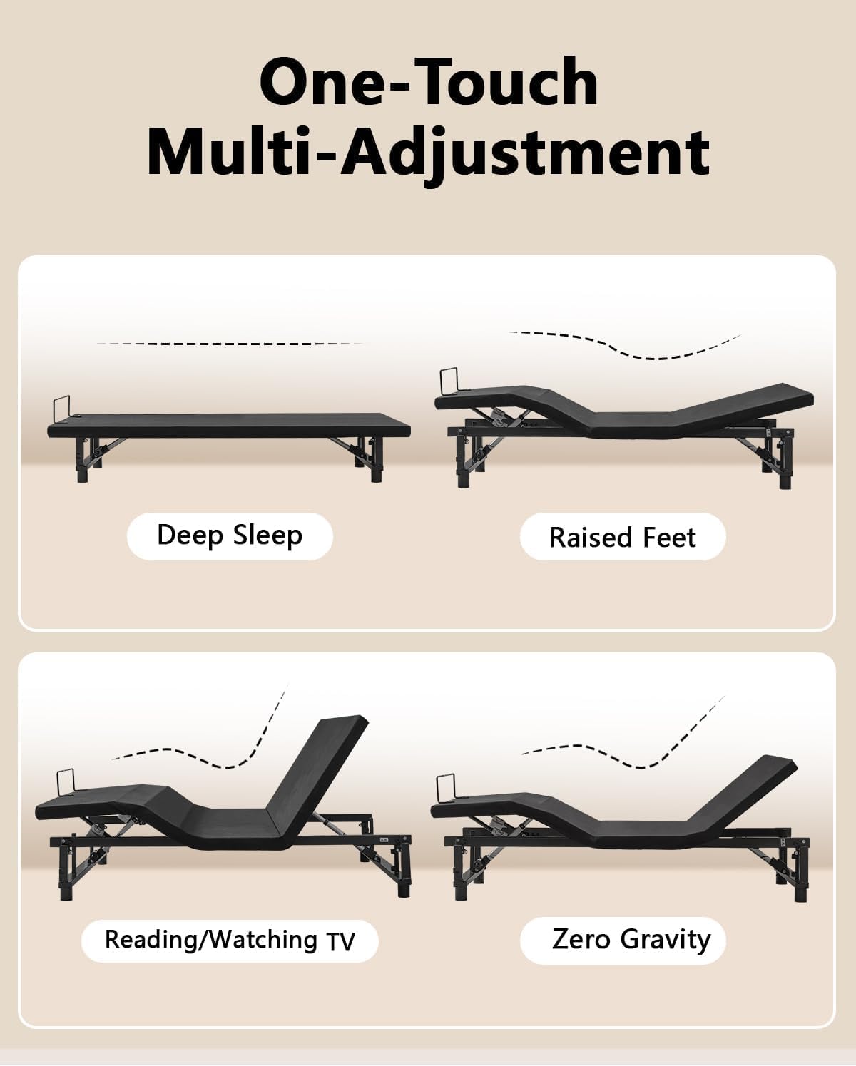 Mixcous King Adjustable Bed Frame with Zero Gravity Heavy Duty 750 lbs | Zero Gravity Anti-Snore Mode, Head & Foot Incline, Wireless Remote Control, Easy Assembly, Heavy Duty Frame