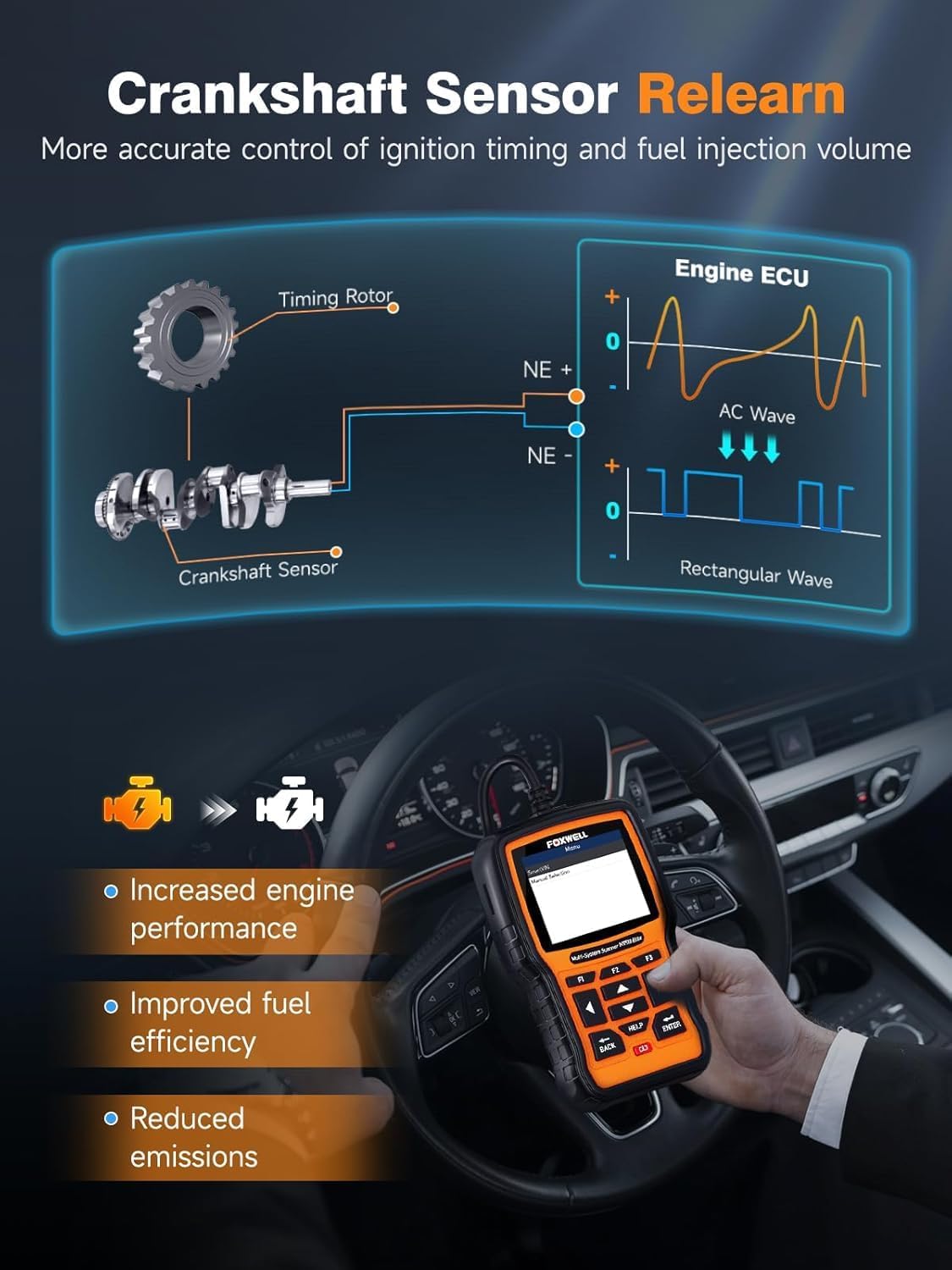 FOXWELL NT510 Elite fit for GM OBD2 Scanner, Bi-Directional All System Engine ABS SRS Diagnostic Scan Tool Code Reader for Chevrolet Cadillac GMC