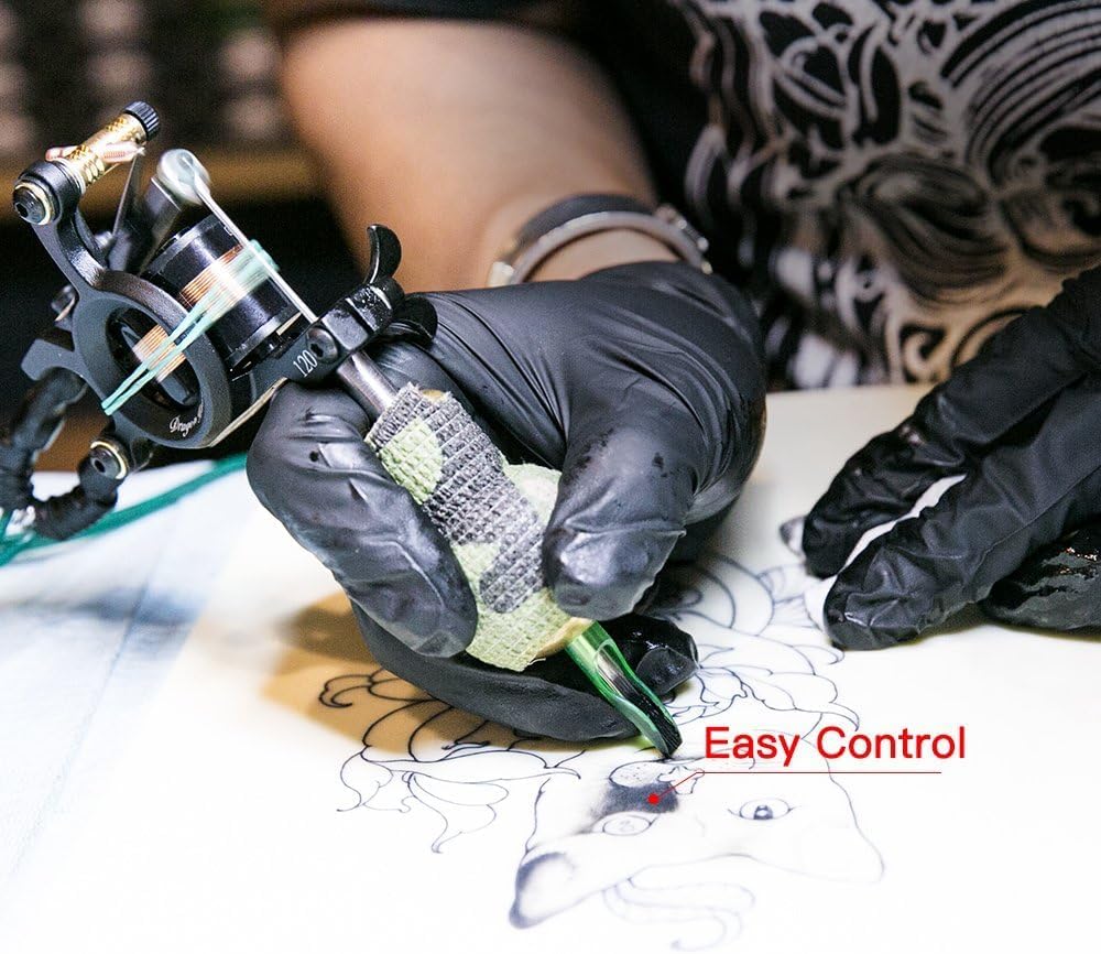 Dragonhawk Traditional Pro Complete Tattoo Kit - Two Machines Gun Easy Use Color Ink Power Supplies Disposable Needles Grips Great for Beginners &