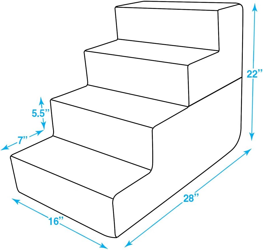 Best Pet Supplies Non-Slip Foam Dog Stair & Pet Ramp, Balanced Indoor Step Support - Foldable Stair, Ash Gray Linen,3-Step