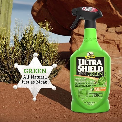 Absorbine UltraShield Green Natural Insect Repellent, 128 fl oz Gallon | Use on Horses & Dogs, Botanical Essential Oils, Daily Use, Repels 70+ Species Including Flies, Mosquitoes, Gnats & Ticks