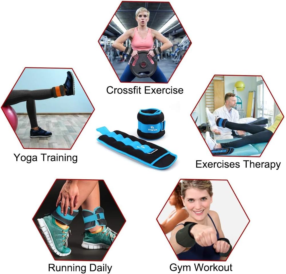 Ankle Weights for Women, Men and Kids - 1/2/3/4/6/8/10/12/15/20 LBS 1 Pair Strength Training Wrist/Leg/Arm Weight with Adjustable Strap for Jogging