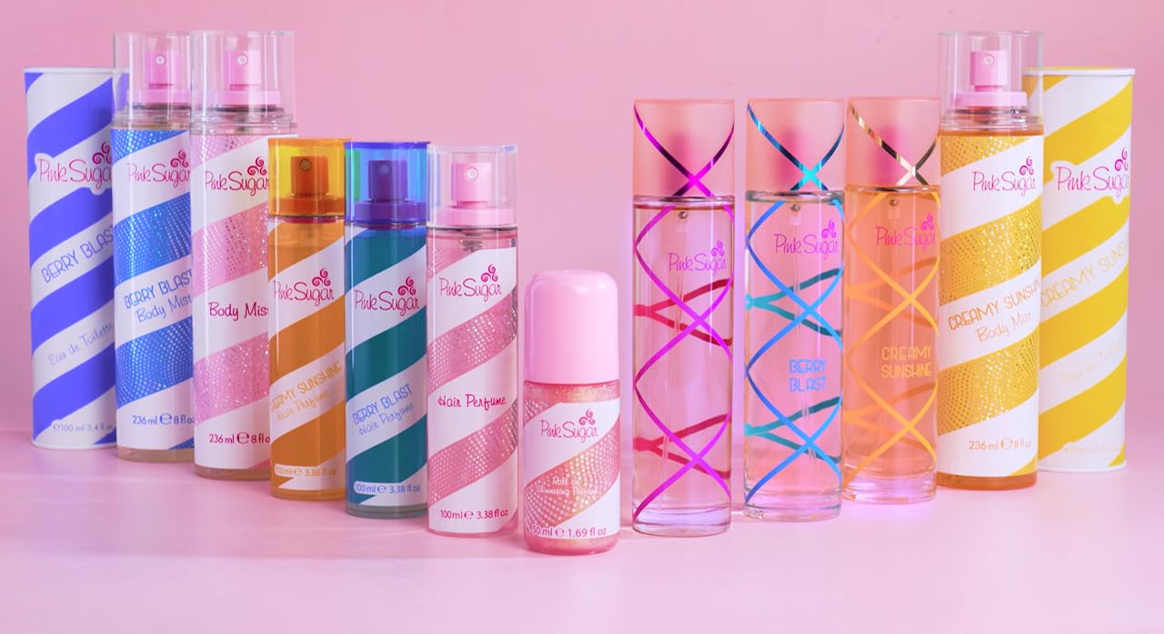 Pink Sugar Eau de Toilette Perfume for Women, Floral + Fruity Scent, Notes of Raspberry, Cotton Candy, and Vanilla, Sweet and Sensual Fragrance
