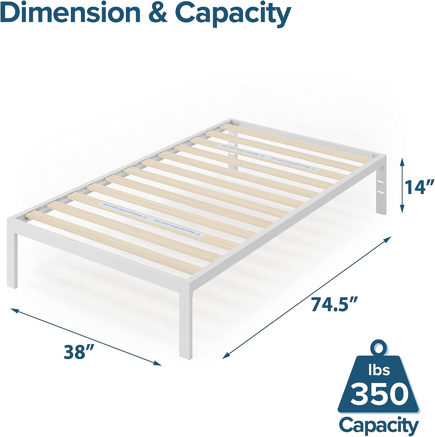 ZINUS Mia Metal Platform Bed Frame with Headboard, Wood Slat Support, No Box Spring Needed, Easy Assembly, Queen