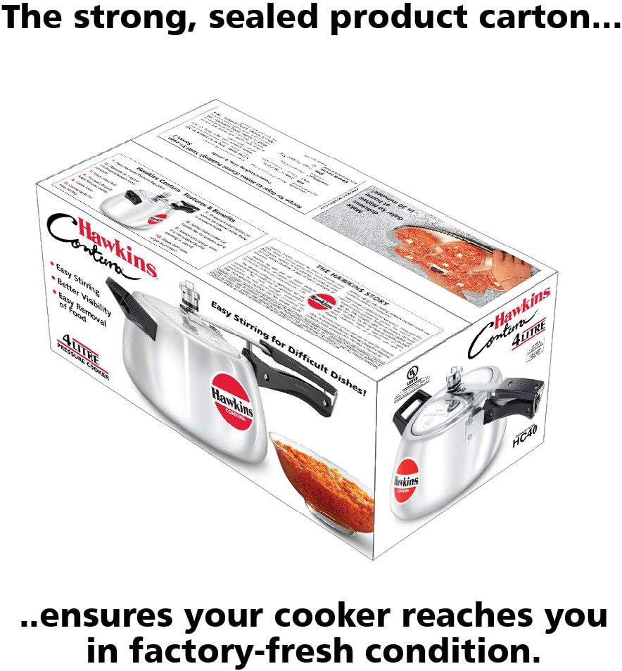 Hawkins 3.5 Litre Contura Pressure Cooker, Handi Inner Lid Cooker, Silver (HC35)