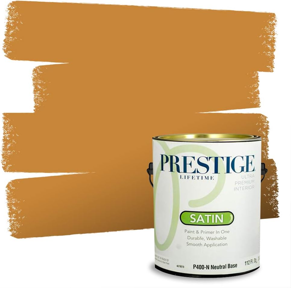 PRESTIGE Paints Exterior Paint and Primer In One, 1-Gallon, Satin, Comparable Match of Sherwin Williams* Cachet Cream*