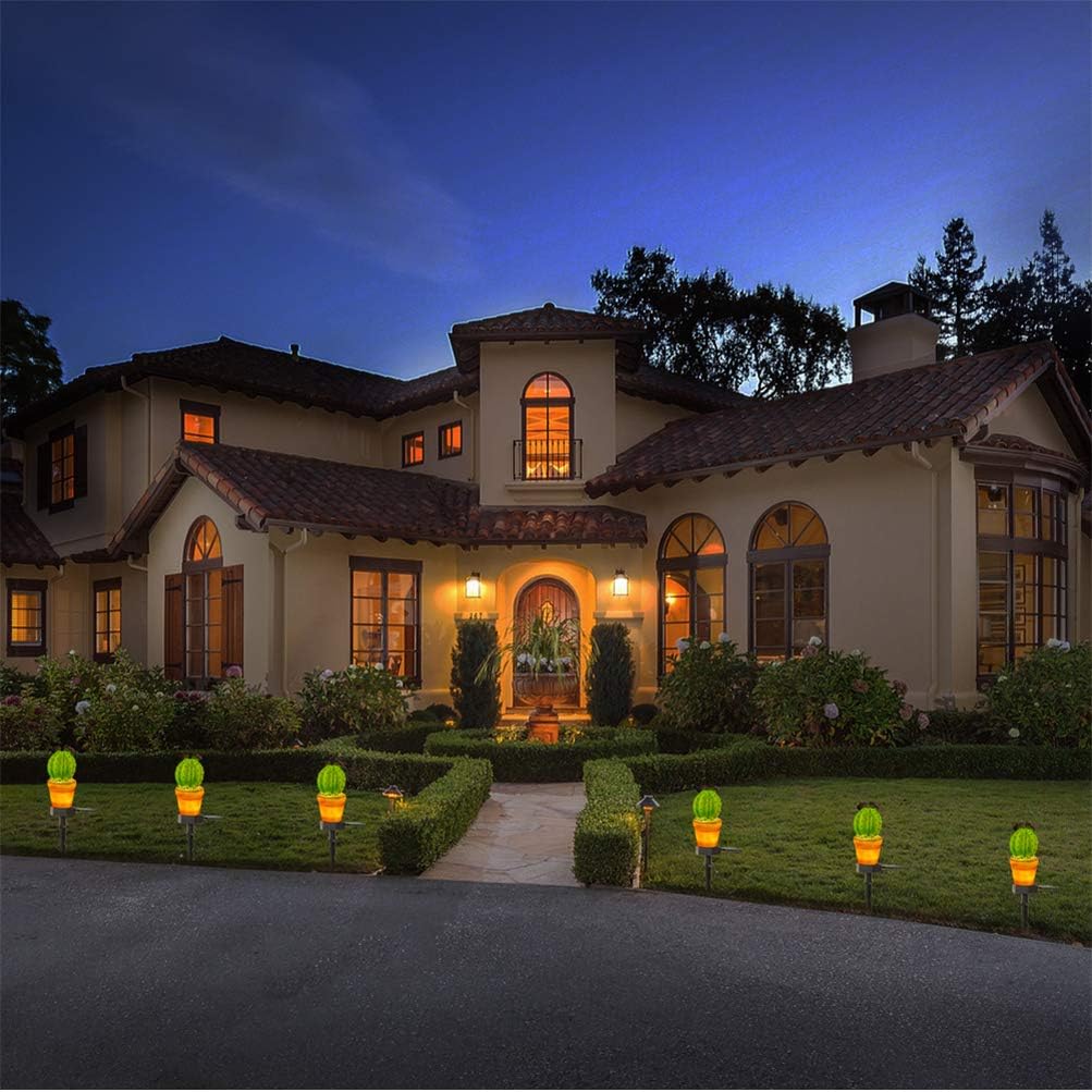 Mobestech Solar Garden Lights Creative Cactus Pineapple Lawn Lamp Outdoor Ground Lights for Garden Yard Pathway Patio Decor