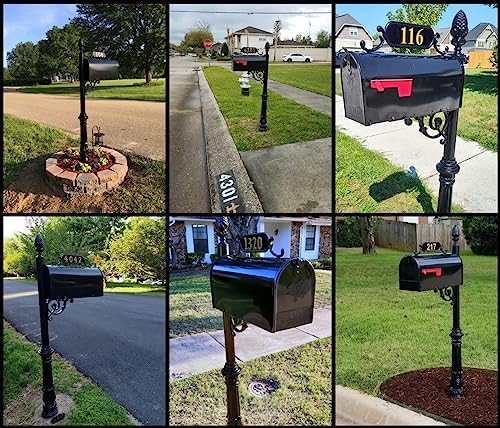 Charleston Black Mailbox System (Standard) | Cast aluminum curbside mailbox post kit features a standard black mailbox, custom address plate