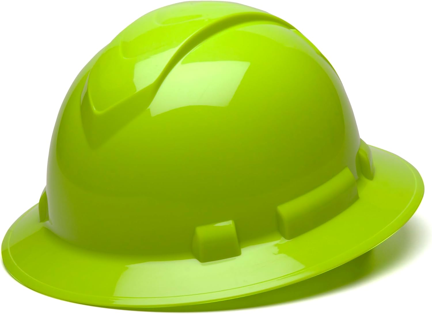 Pyramex Ridgeline Full Brim Hard Hat 4 Point Ratchet White | Full-brim sun & rain protection, HDPE shell, Ratchet suspension, Construction & utility, ANSI Z89.1 Type I Class C/G/E