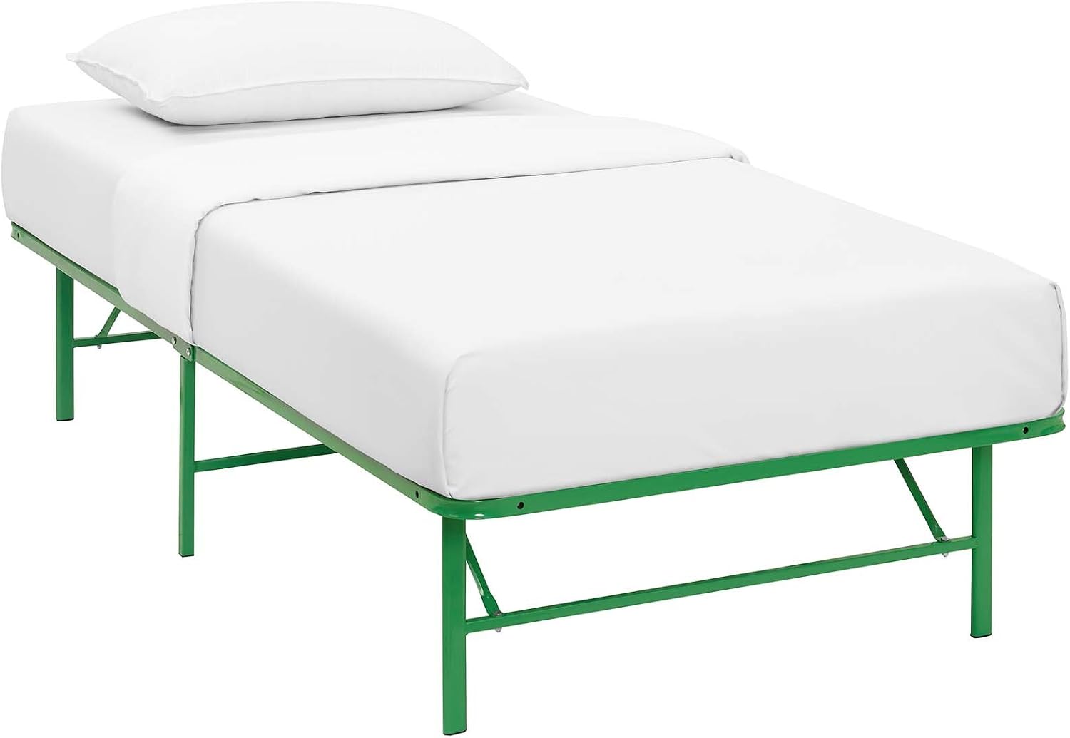 Modway Horizon Queen Bed Frame In Gray - Replaces Box Spring - Folding Metal Mattress Bed Frame