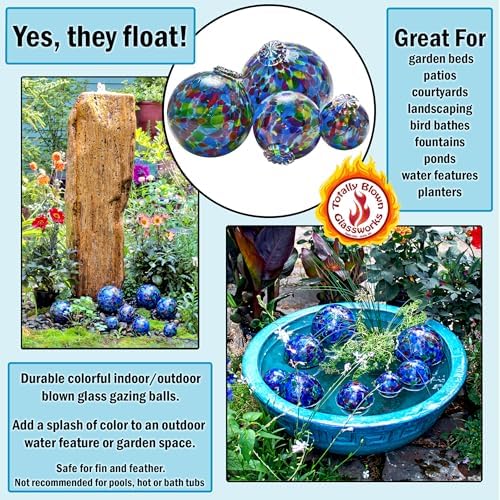 Totally Blown Glassworks Pond Float. Handmade Blown Glass, Garden Gazing Ball, Table Centerpiece