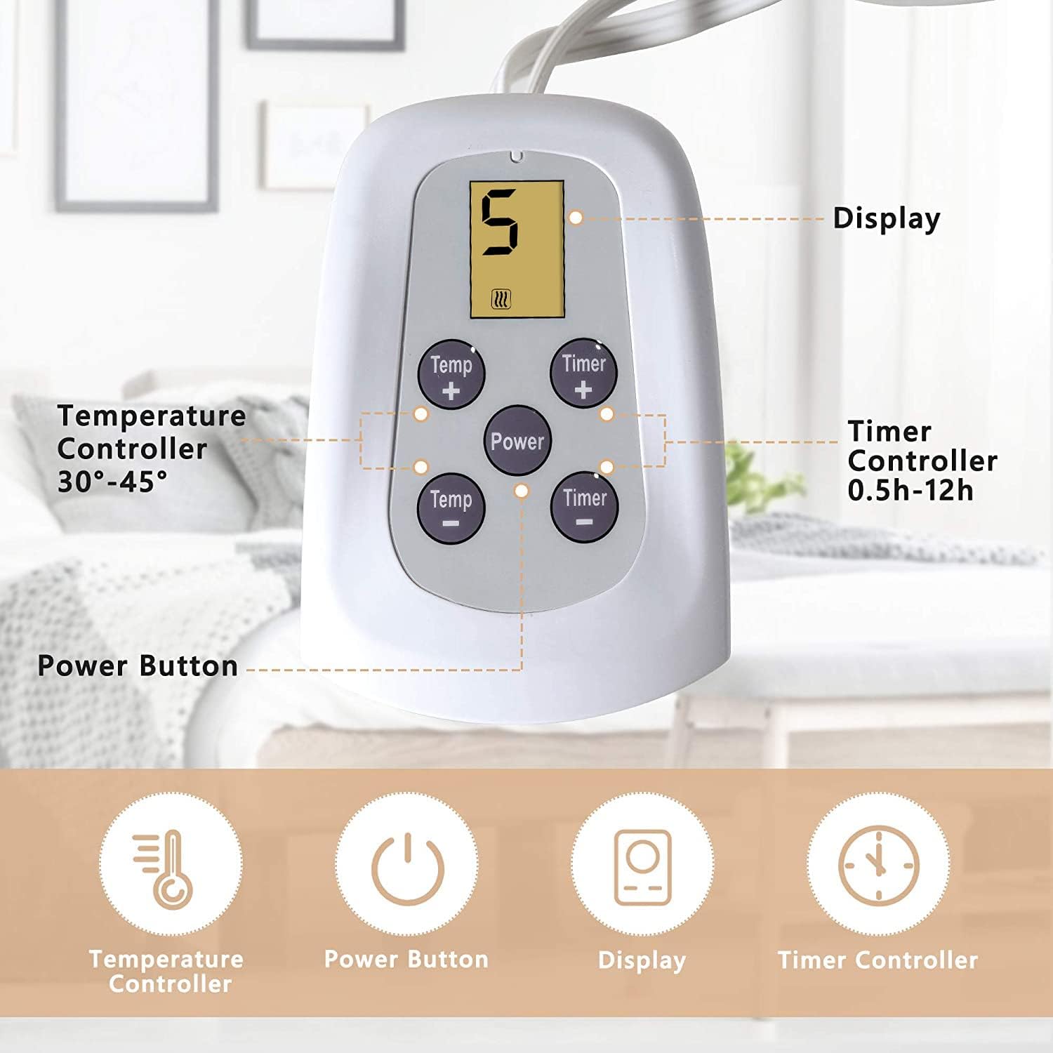 SUNVIVI Heated Blanket King Size, Heating Electric Throw Blanket Dual Control, 10 Heat Settings, 12 Hours Auto Off, Machine Washable, ETL Certified