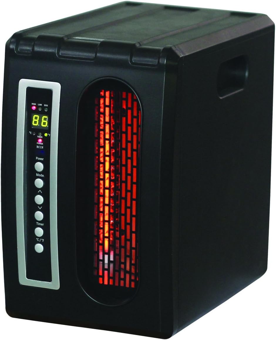 Comfort Glow Space Heater, Portable Quartz Heater with Remote - QDE1320 | 3 Infrared Quartz Elements Space Heater for Indoor Use, 1500 Watts