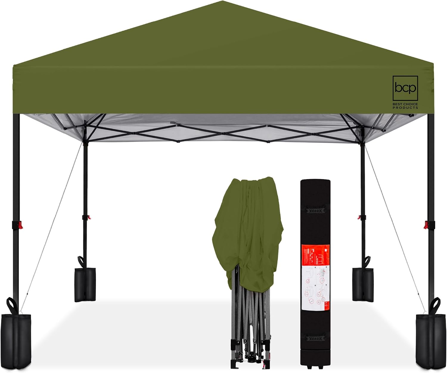 Best Choice Products 10x10ft Pop Up Canopy Tent, Outdoor Shade, 1 Person 1 Minute Set Up, Carry Case, 4 Weight Bags - White