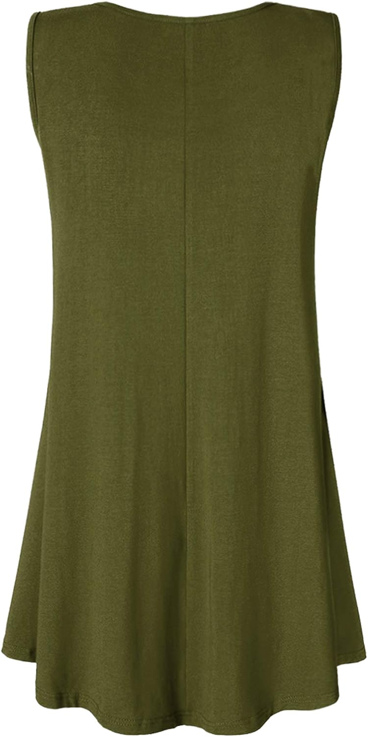 Lock and Love Women Solid Short Sleeve/Sleeveless Tunic for Leggings Swing Tunic Flare Tank Tops S-5XL Plus Size Made in USA