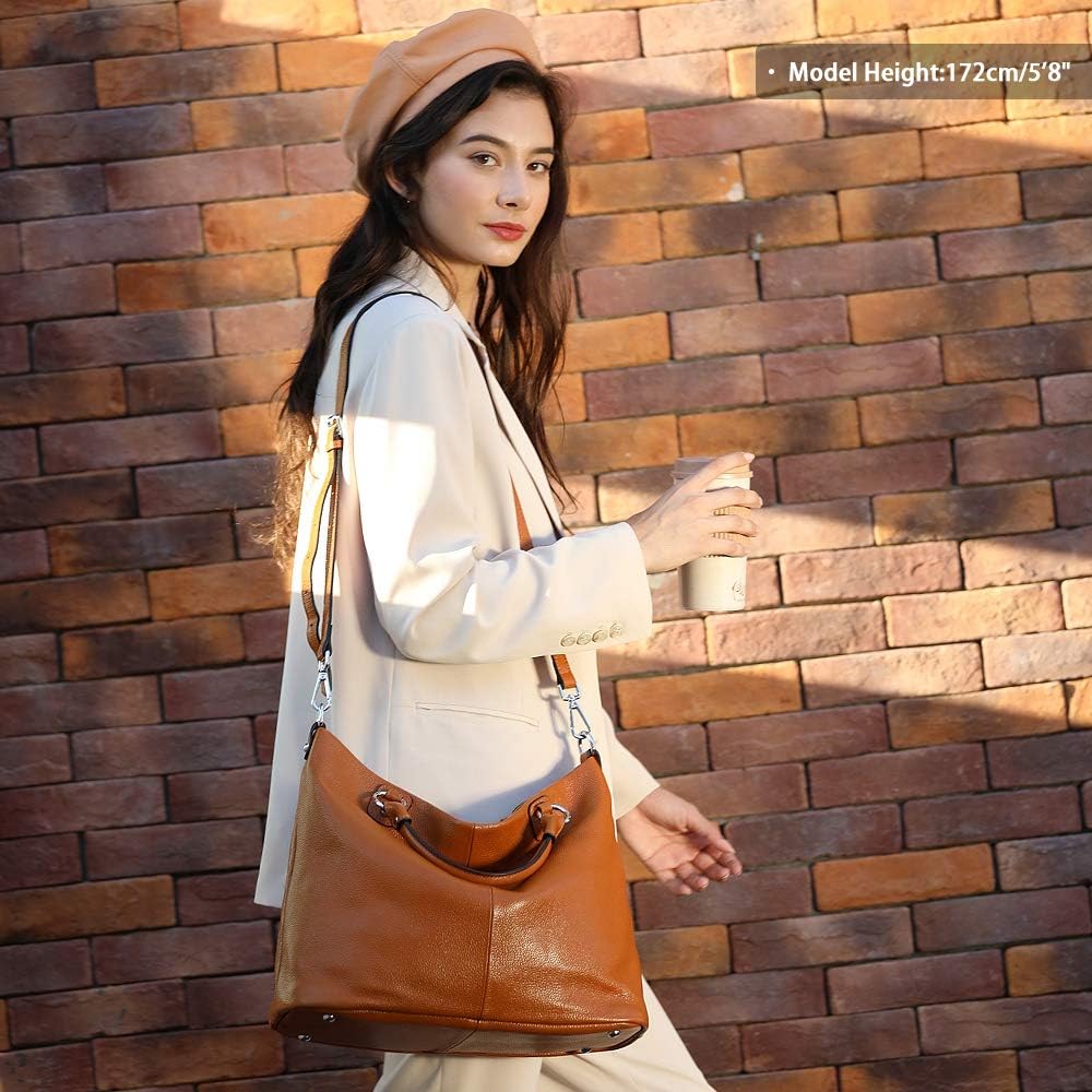 Kattee Genuine Leather Tote Purse for Women, Top Handle Satchel | Soft genuine leather tote with roomy storage and versatile carry for work, shopping, and travel.