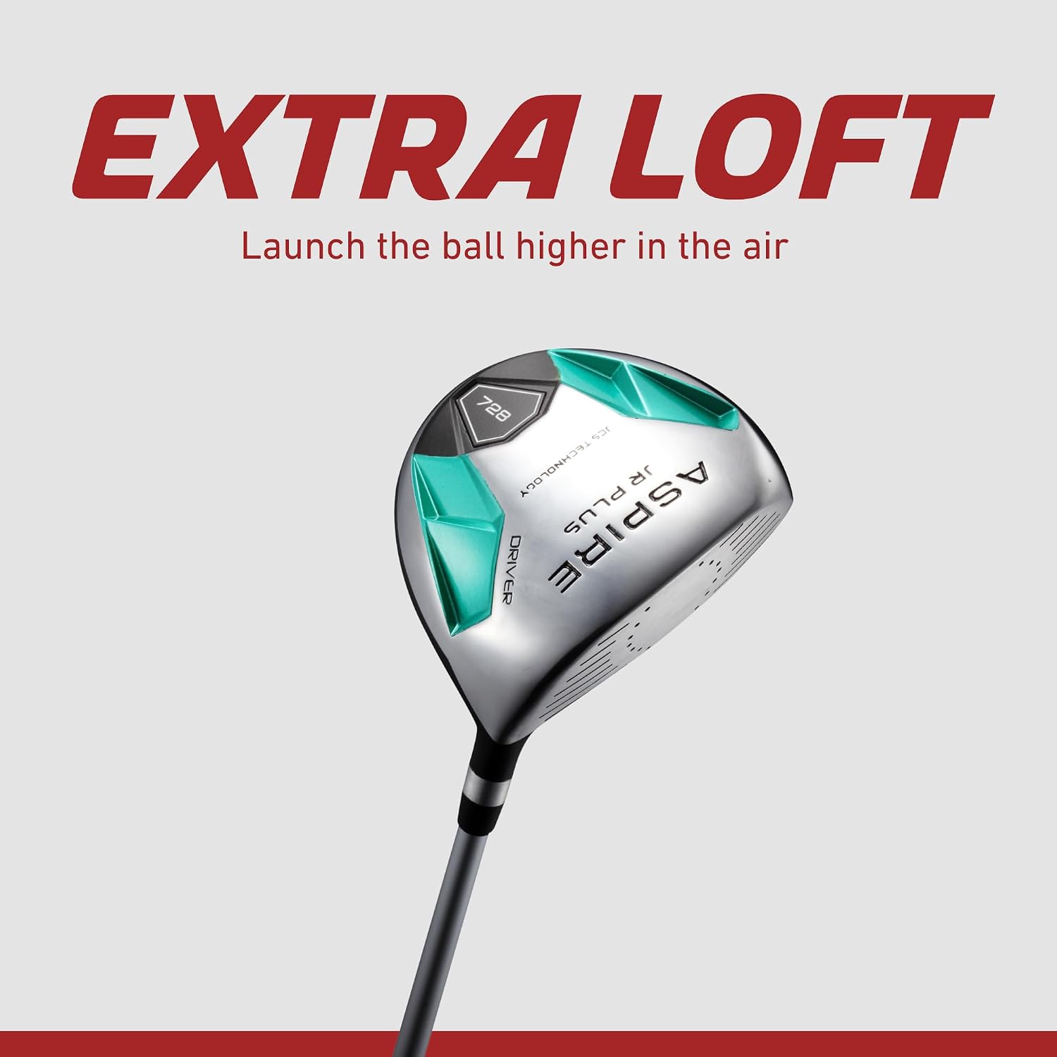 Aspire Junior Plus - Kids Complete Golf Club Set | Aircraft-Grade Aluminum, 15% Larger Clubhead, 7 Iron & Pitching Wedge, Progressive Flex Shafts, Rain Hood, 2 Headcovers