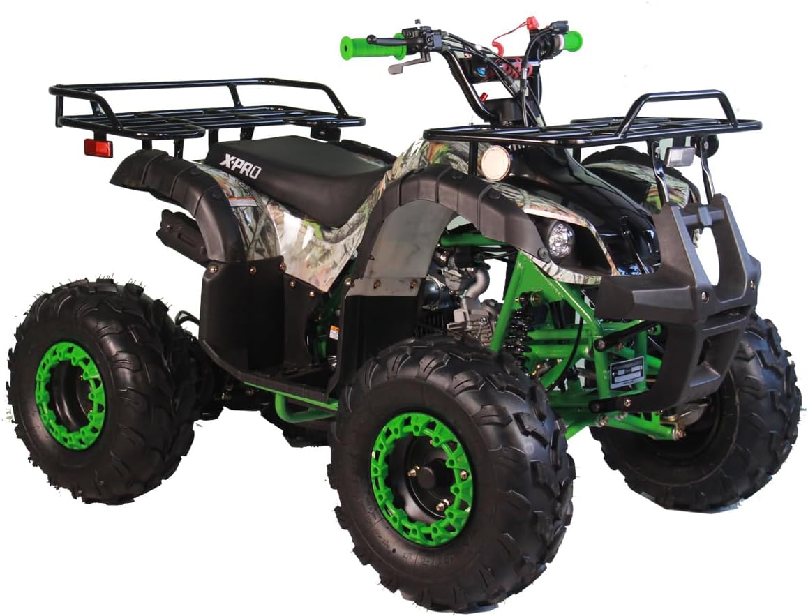 X-PRO 125cc ATV 4 Wheels Quad 125 ATV Quads with LED Lights, Big 19"/18" Tires!（Army Black）