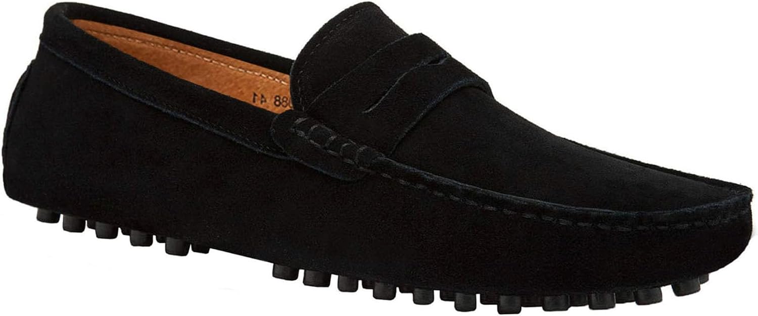 JIONS Mens Driving Penny Loafers Suede Moccasins Slip On Casual Dress Boat Shoes
